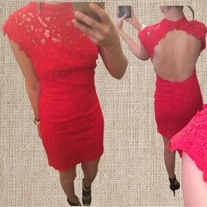 Elegant Red Lace Dress